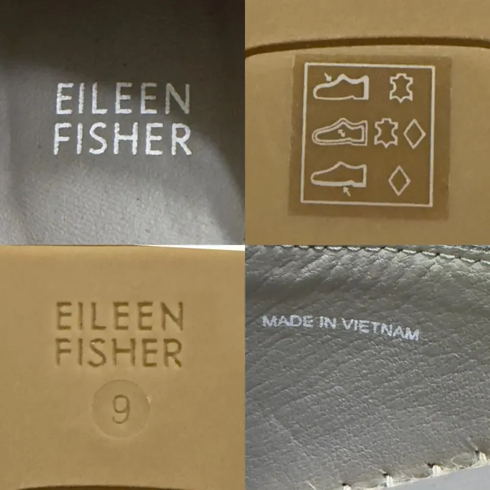 NEW Eileen Fisher Lala Espadrille Flats size 9 Gunmetal Silver Metallic Leather